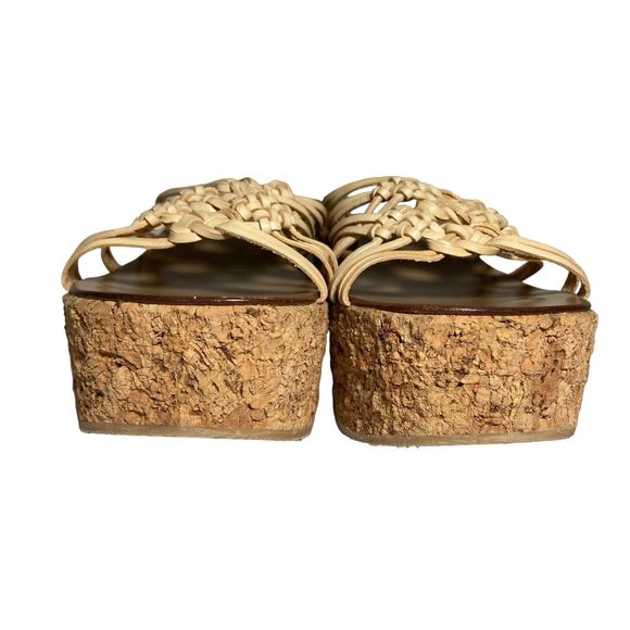 Vicini Tapeet Natural Cork Wedge US 7 EU 37.5 Beige Platform Made in Italy NEW - Picture 9 of 16